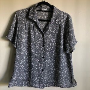 Vintage Floral Button Up Blouse